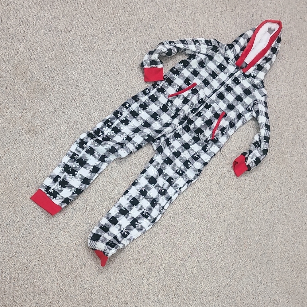 PJ's & Presents Black and White Hooded Onesie
